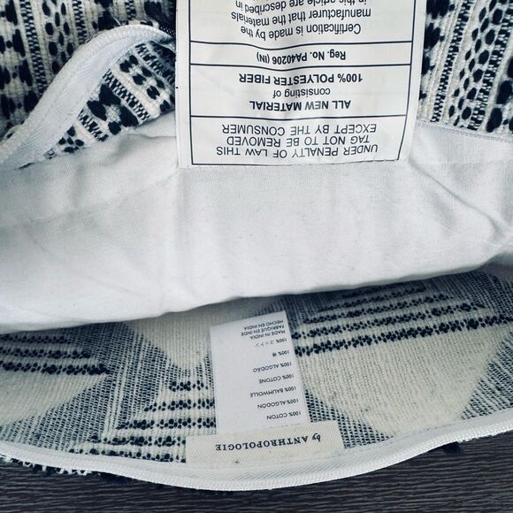 Anthropologie Black White Large Boho Tassel Textured Throw Pillow - Picture 4 of 4
